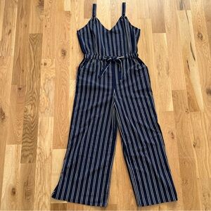 Spaghetti Strap Striped Jumpsuit in Navy and White - Size L